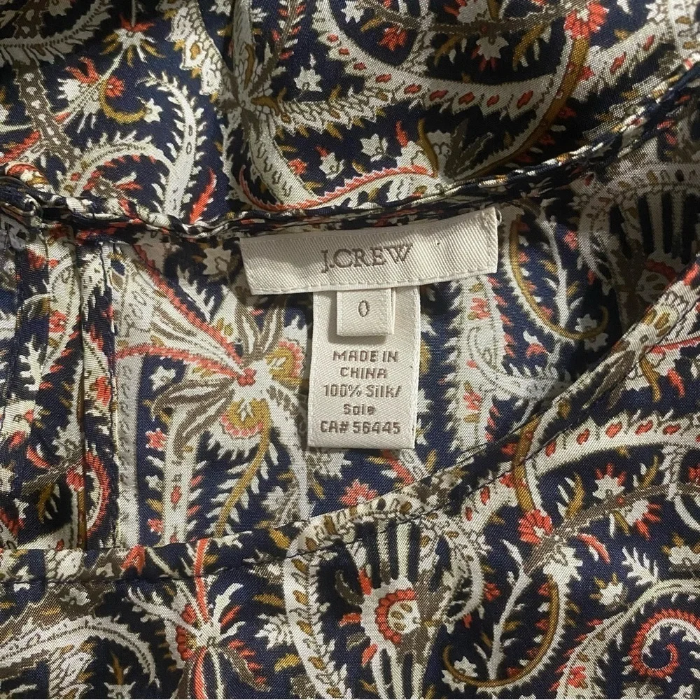 J Crew Multicolor Talitha Popover Silk Blouse in Feather Paisley